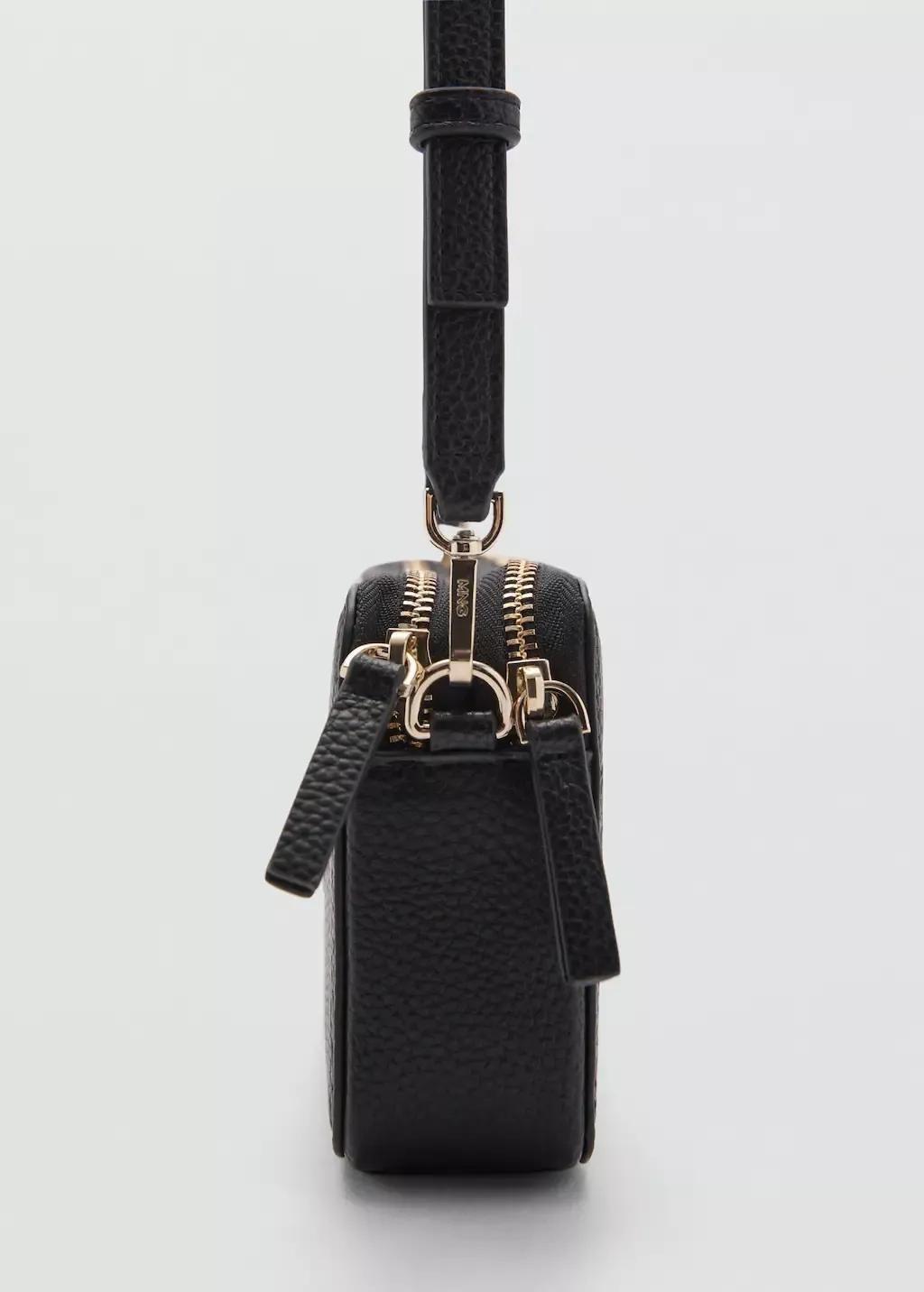 Black Shoulder Bag With Double Zip, Black, large image number 2