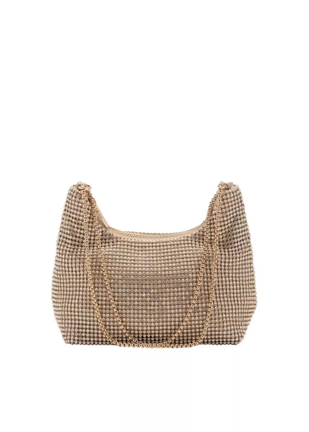 Gold Textured Chain Strap Bag, 0201_OR, large image number 2