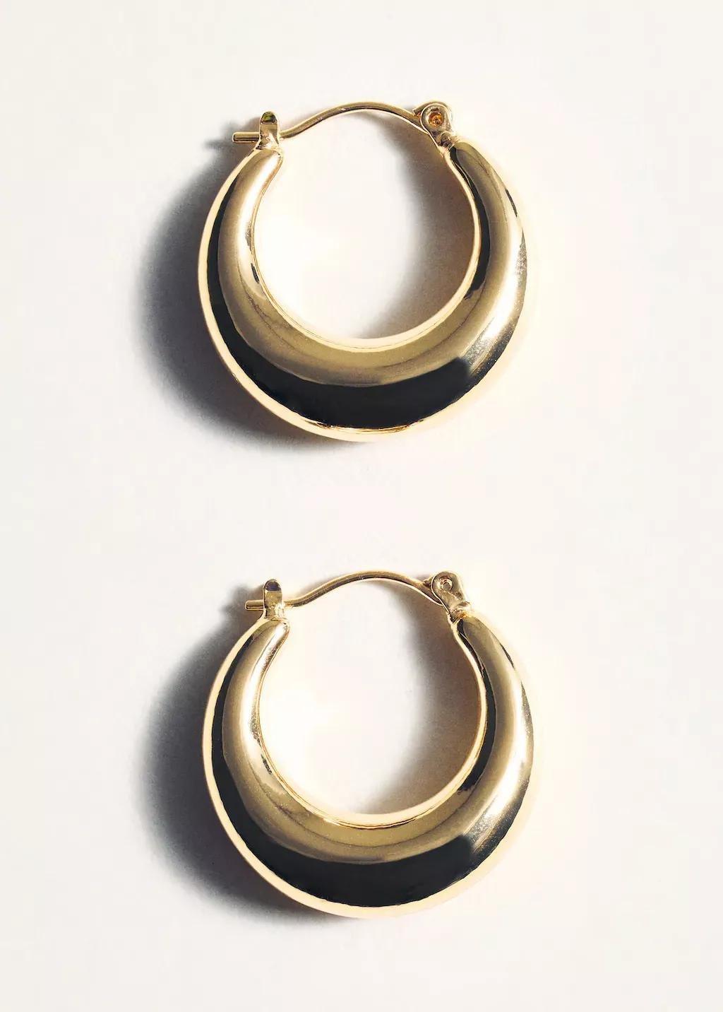 Gold Volume Hoop Earrings, Gold, large image number 1