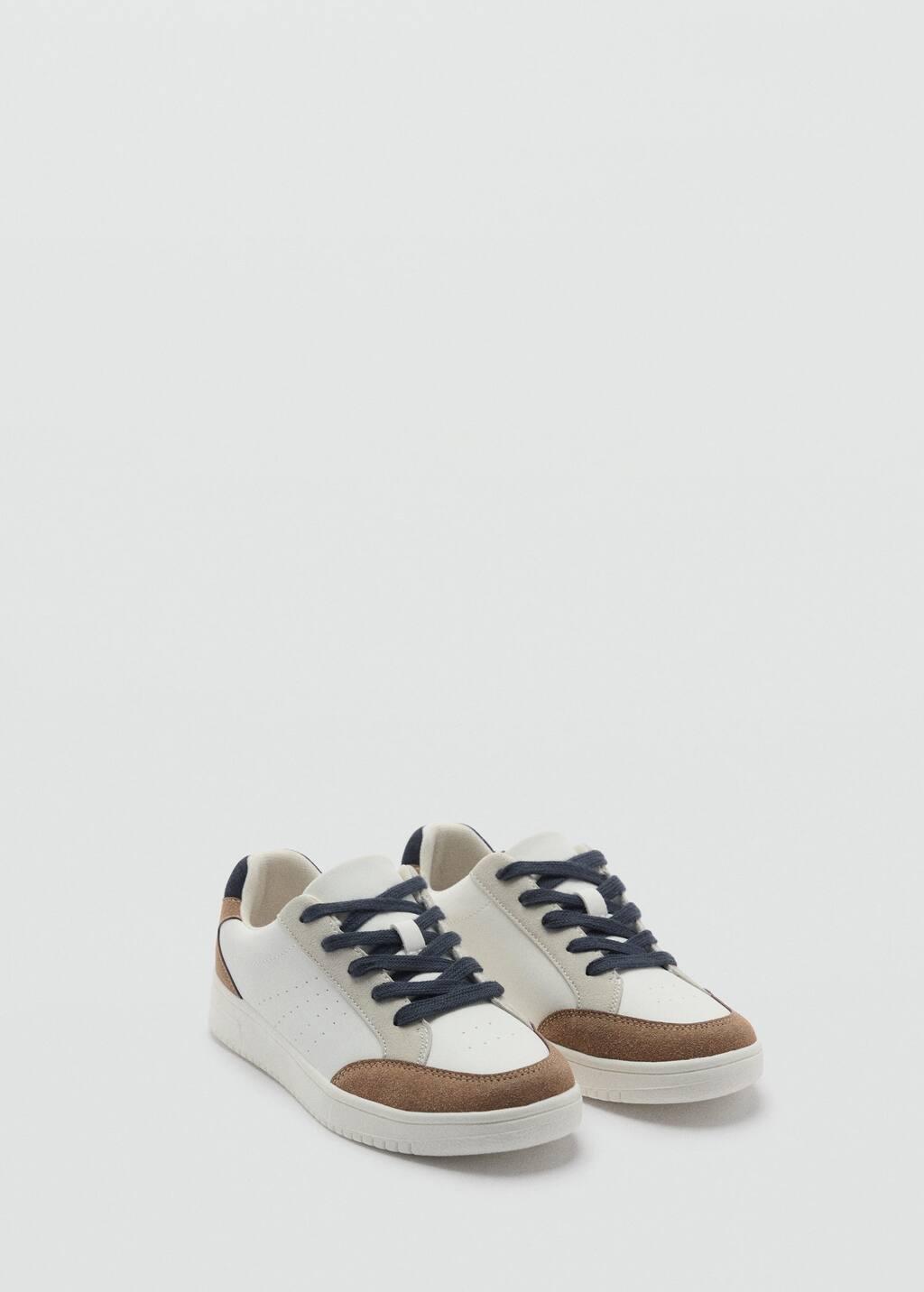 White Lace-Up Mixed Sneakers, Kids Boy, , large image number 0