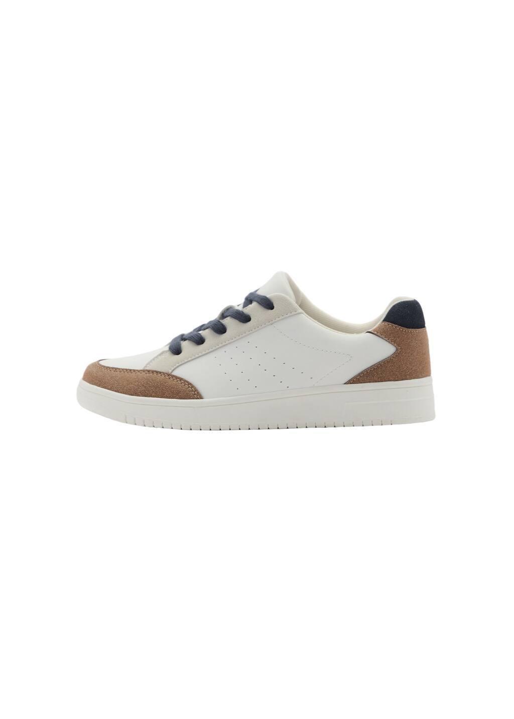 White Lace-Up Mixed Sneakers, Kids Boy, , large image number 2