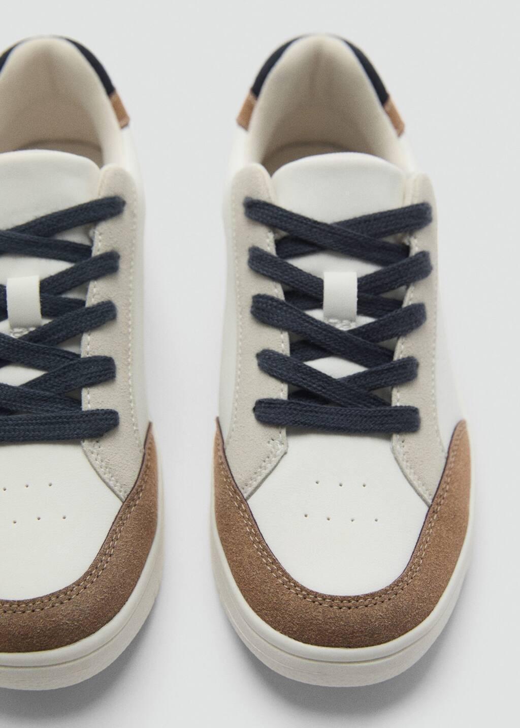 White Lace-Up Mixed Sneakers, Kids Boy, , large image number 3