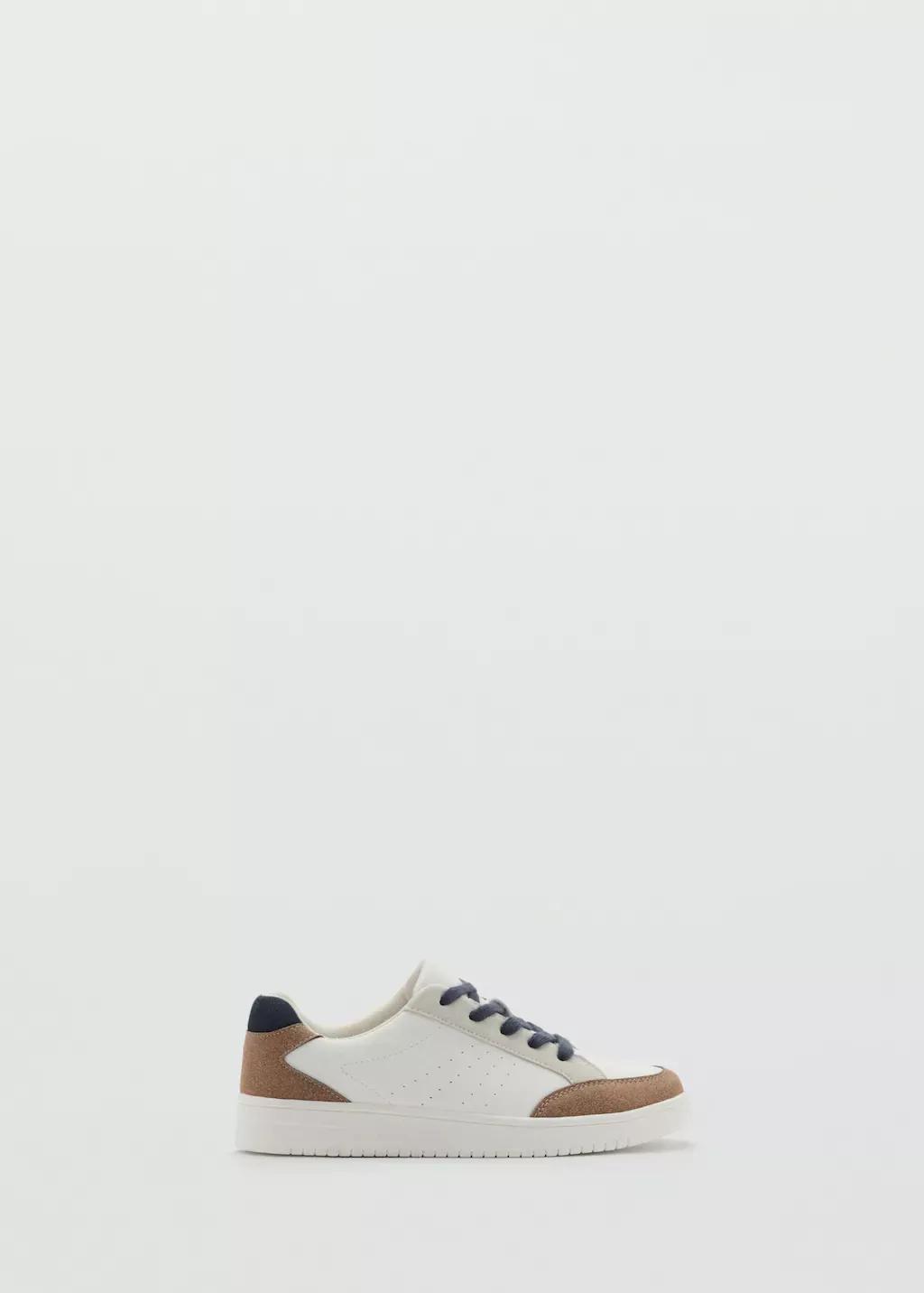 White Lace-Up Mixed Sneakers, Kids Boy, , large image number 4