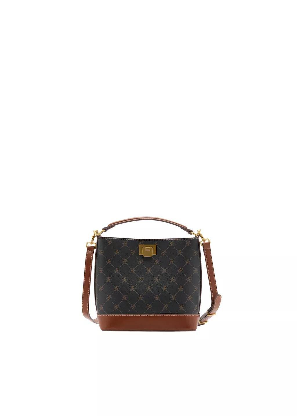 Brown Mini Shopper Bag With Printed Logo, 0201_30, large image number 2
