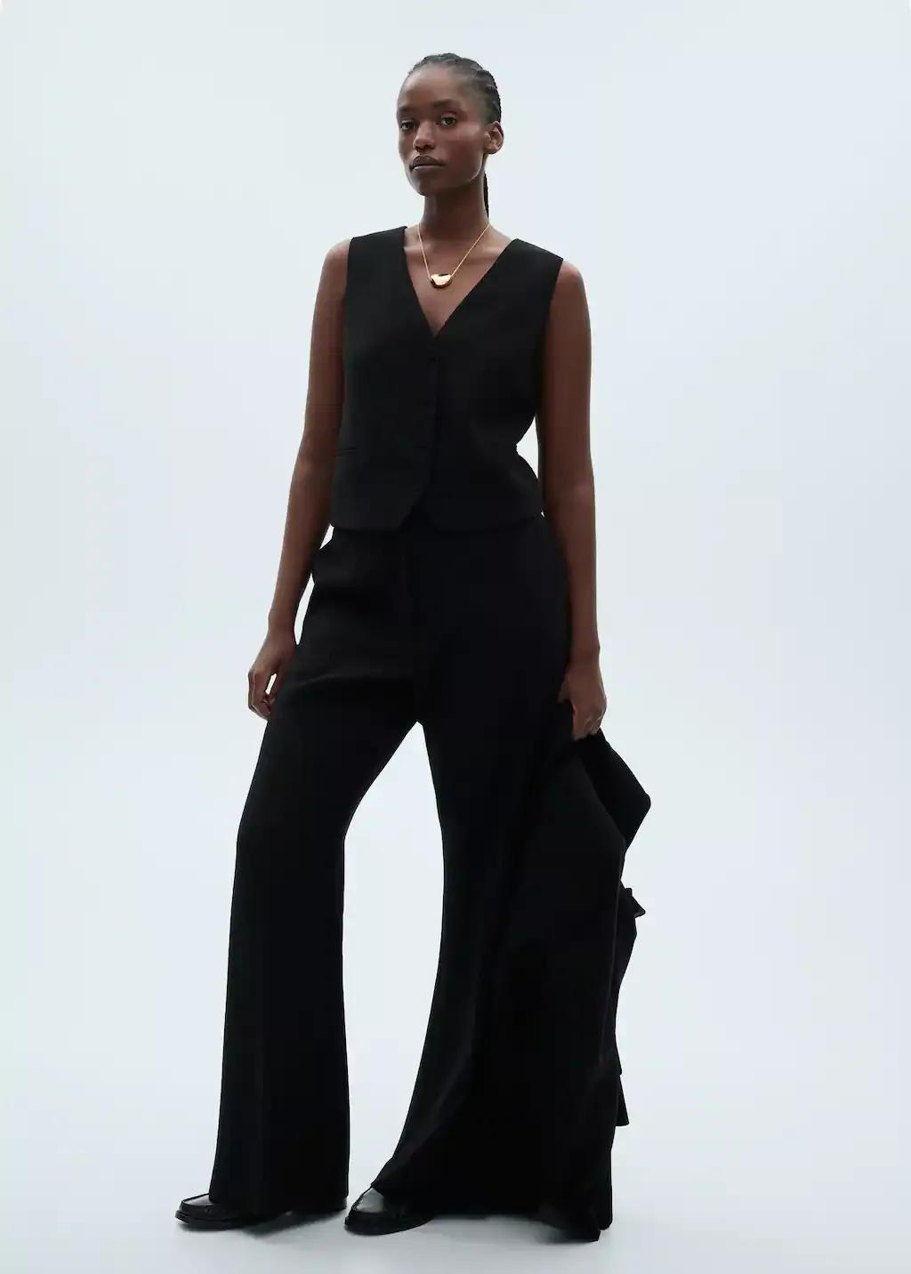 Black Suit Waistcoat With Buttons, 0201_99, large image number 3