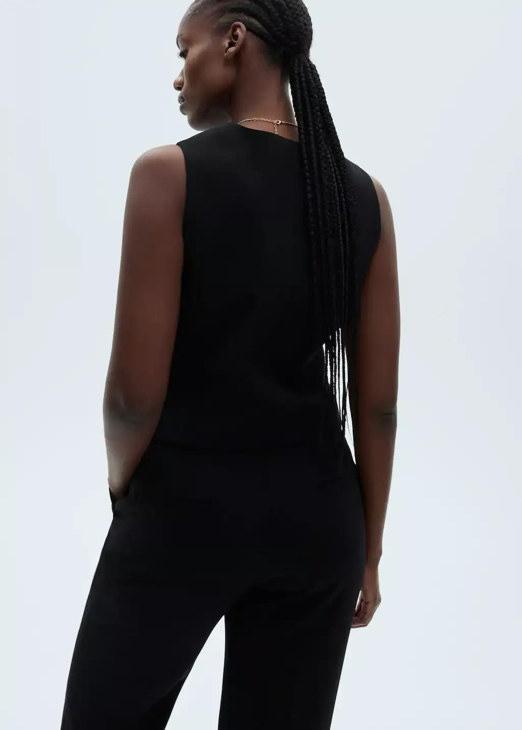 Black Suit Waistcoat With Buttons, , large image number 4
