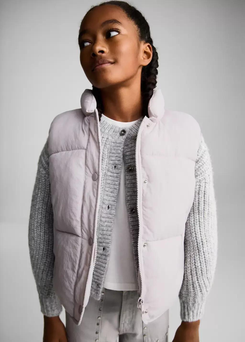 Purple Lt-Pastel Quilted Gilet, Kids Girl, , large image number 0