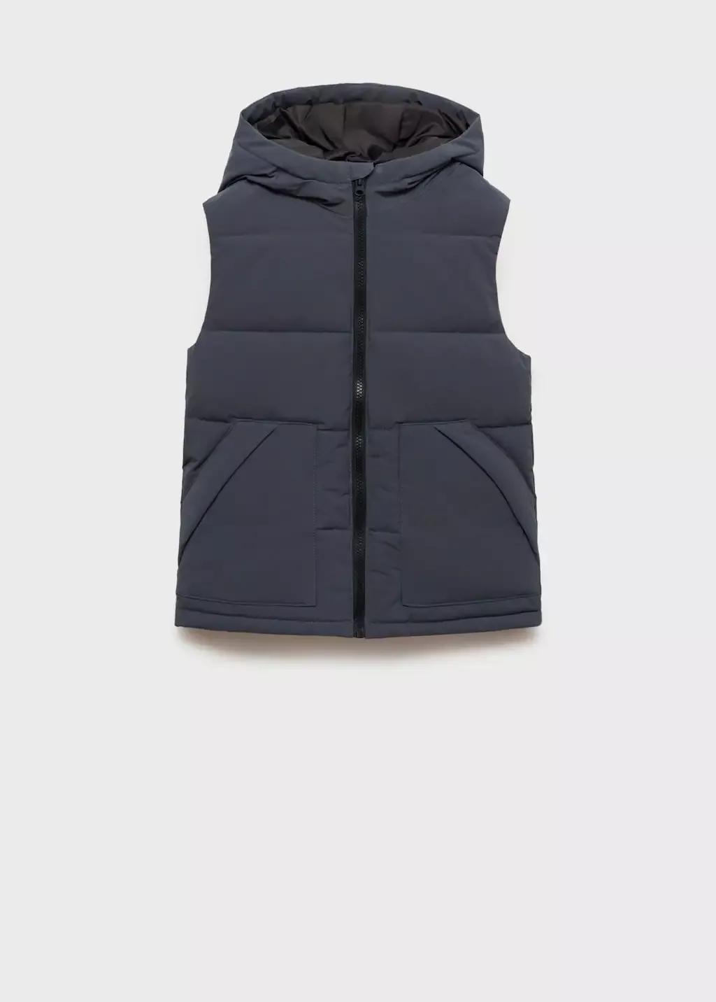 Grey Quilted Gilet With Hood, Kids Boy, , large image number 4