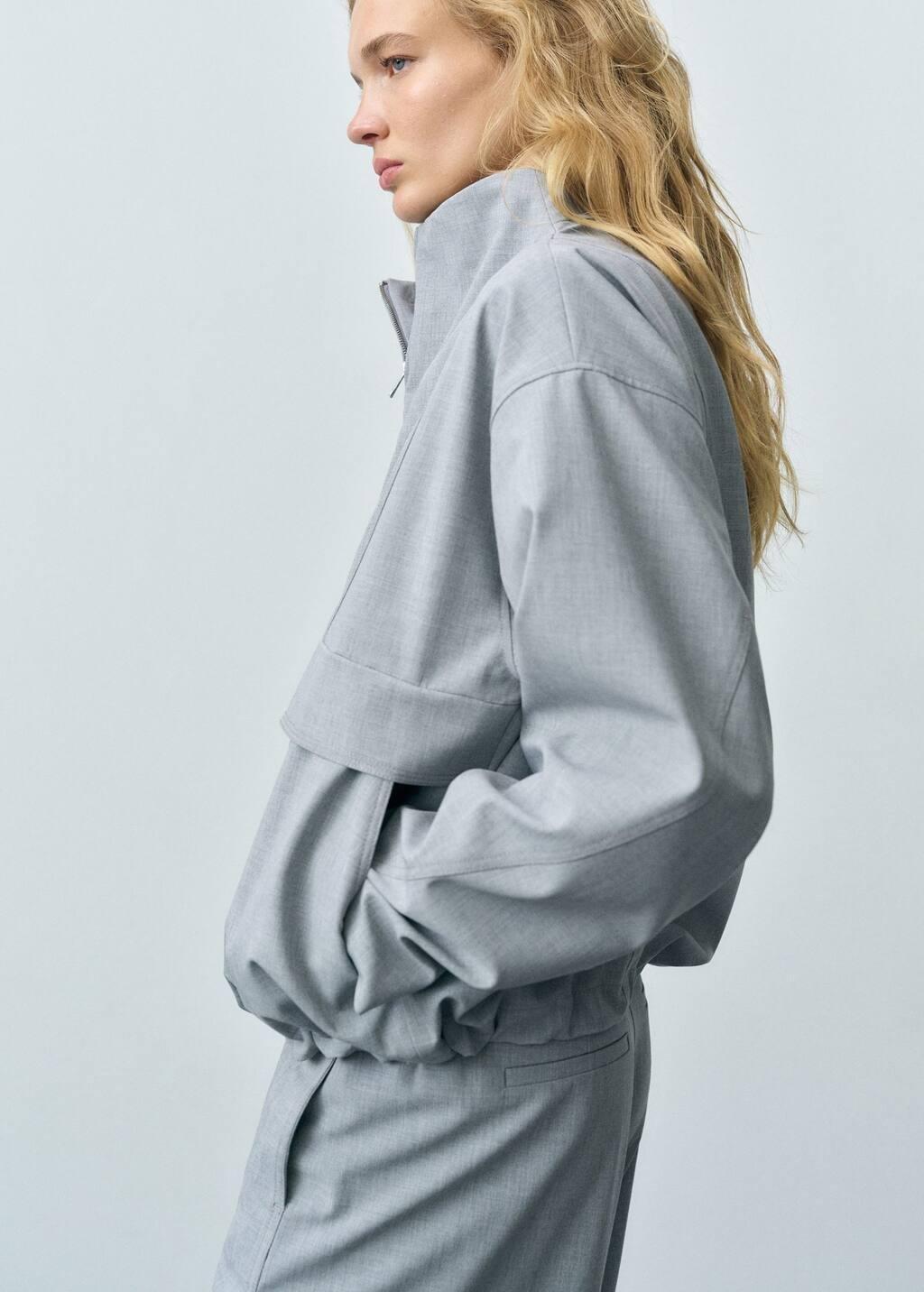 Grey Oversized Parka With Zip, , large image number 2