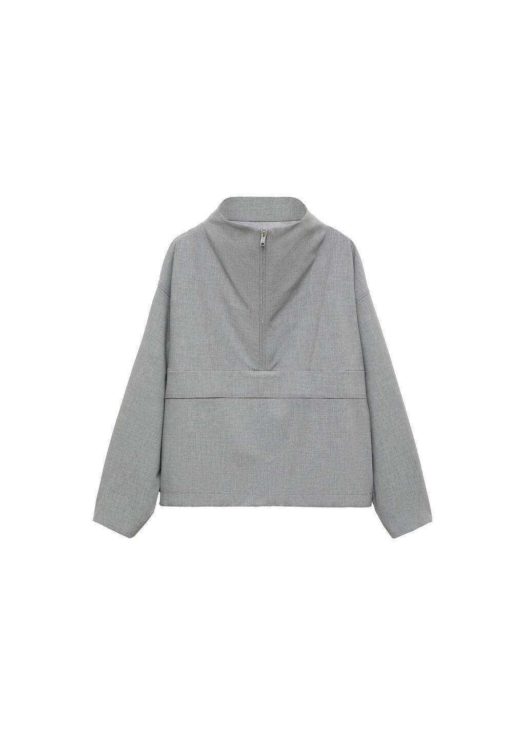 Grey Oversized Parka With Zip, , large image number 3