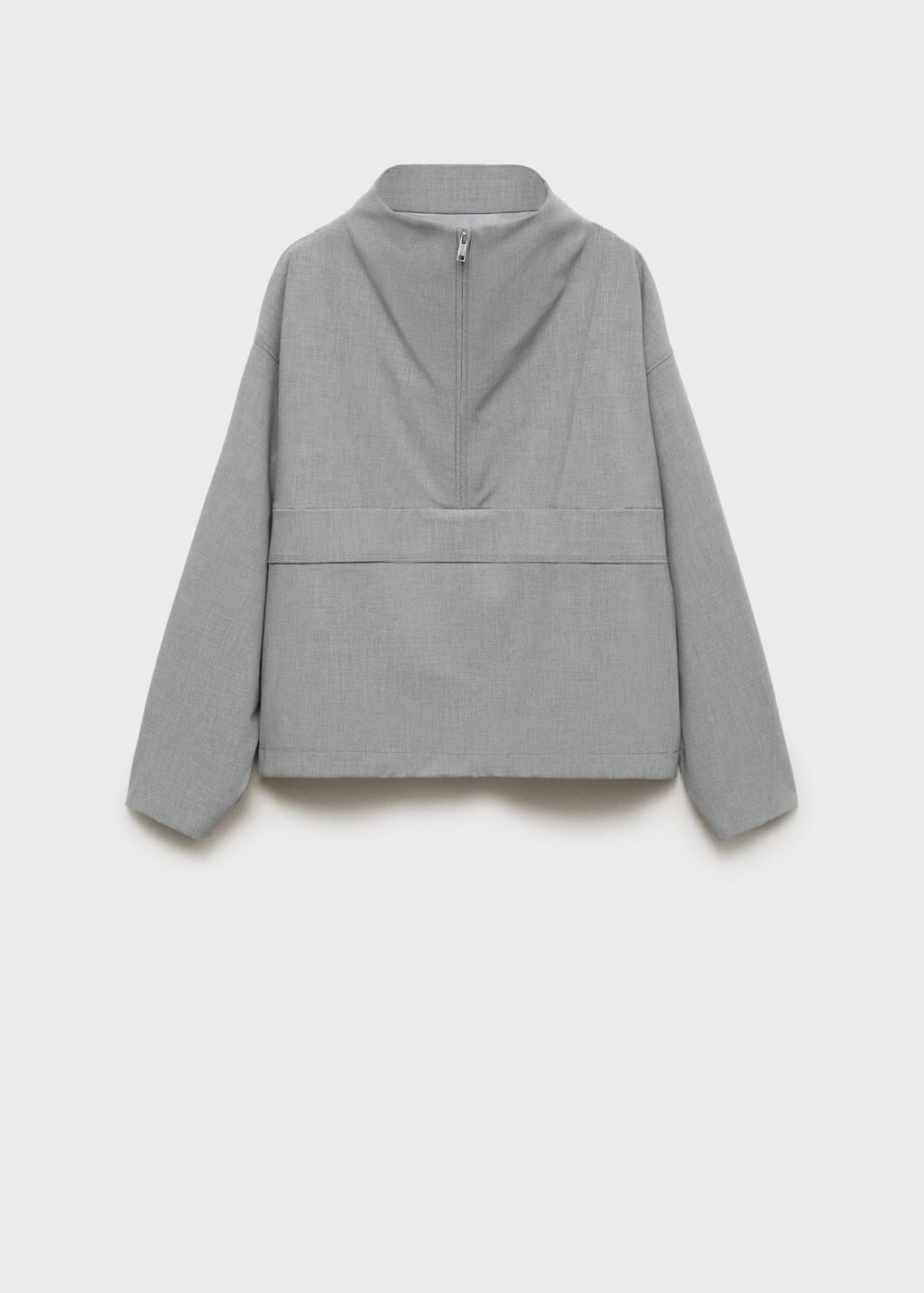 Grey Oversized Parka With Zip, , large image number 6
