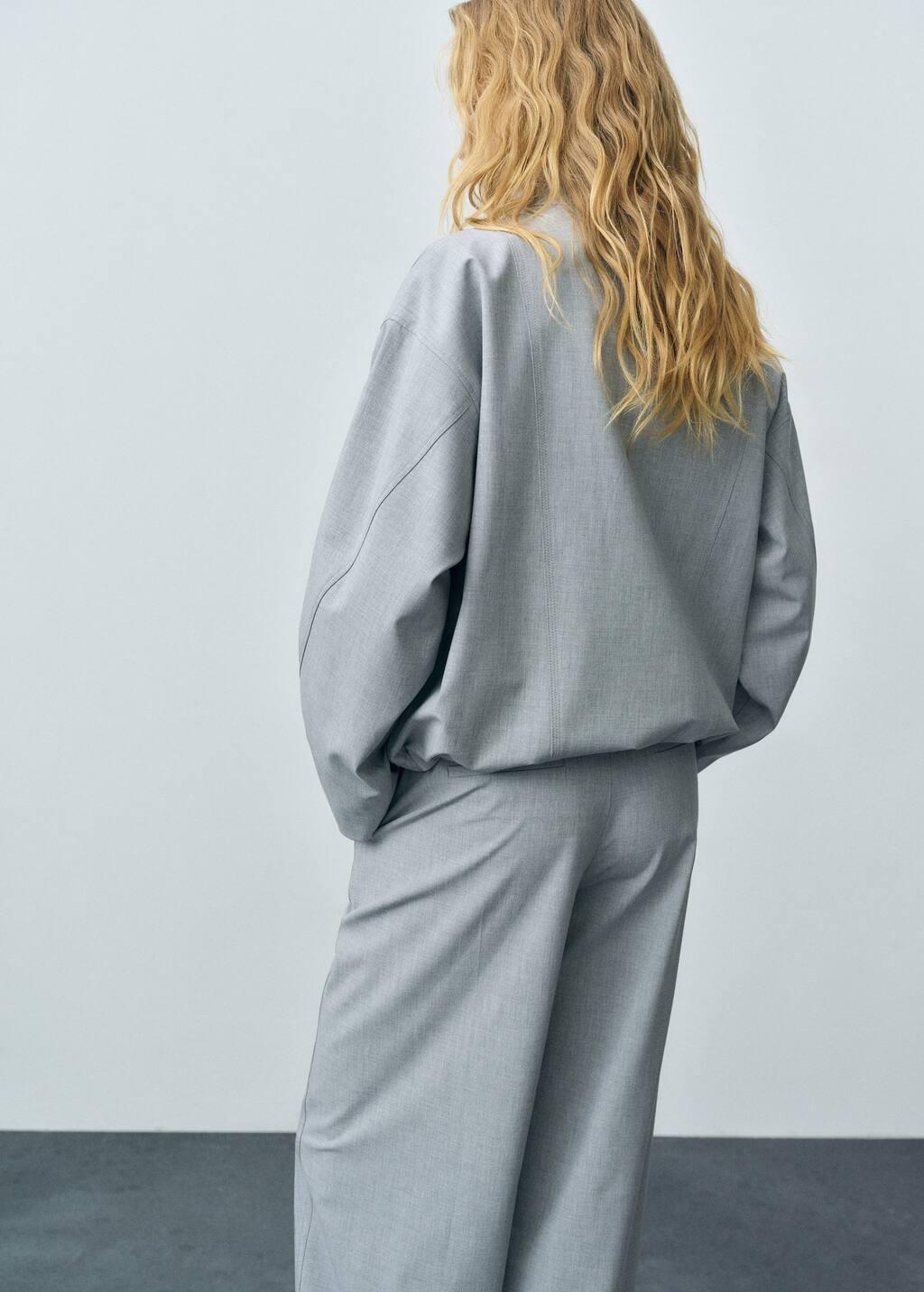 Grey Oversized Parka With Zip, , large image number 7