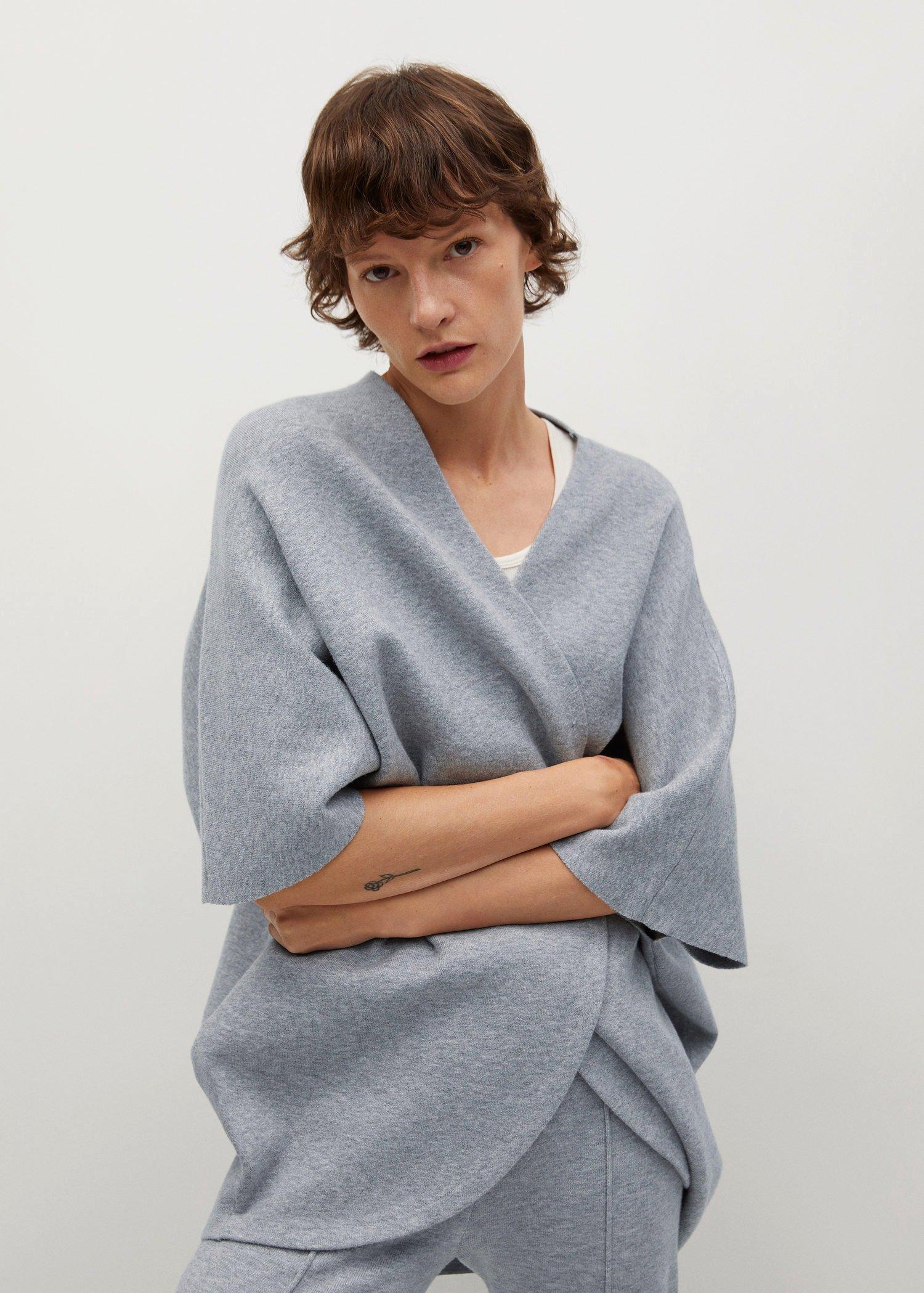 grey Knit oversize cape, Women, , large image number 1
