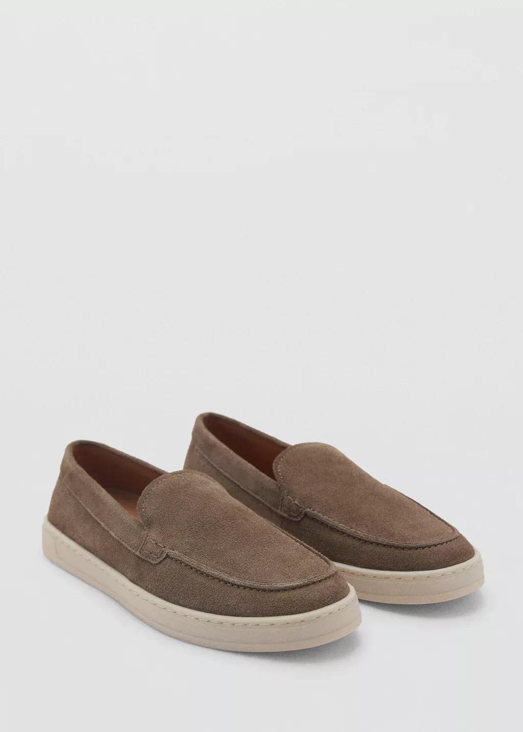 Brown Split Leather Shoes, , medium