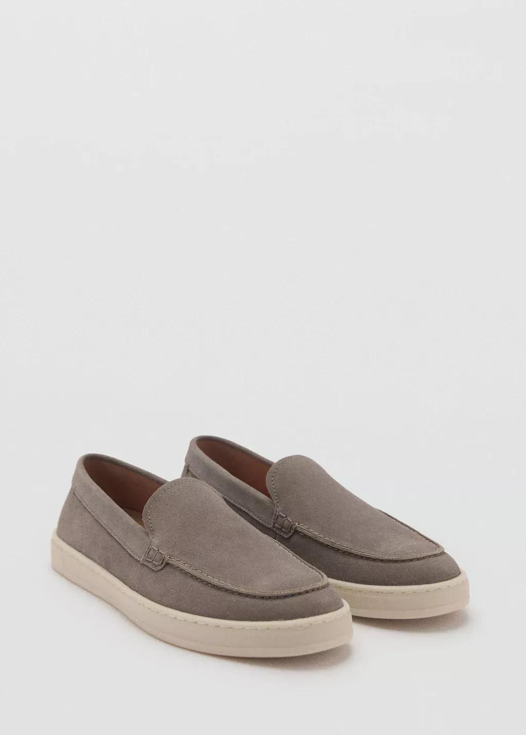 Grey Split Leather Shoes, , medium