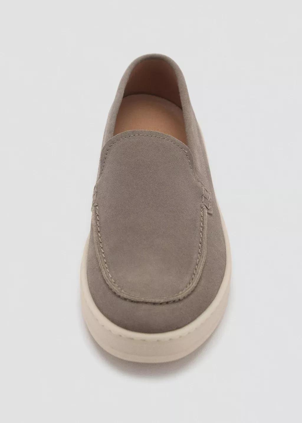 Grey Split Leather Shoes, Grey, large image number 3