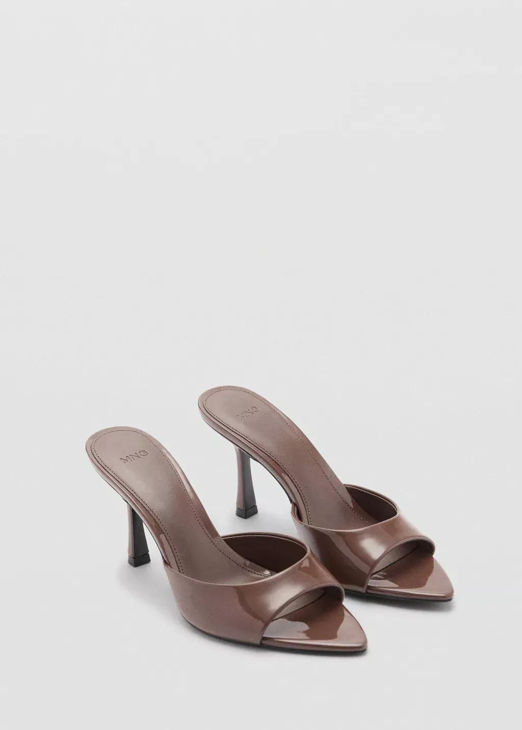 Brown Patent Leather Effect Heeled Sandal, , large image number 0