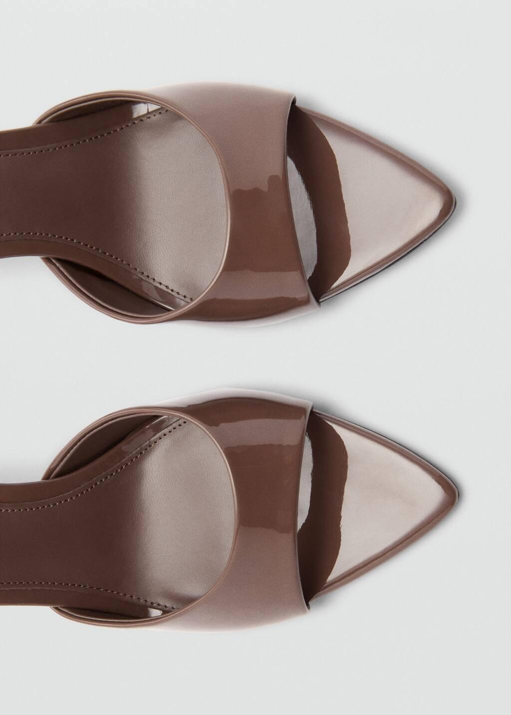 Brown Patent Leather Effect Heeled Sandal, , large image number 4