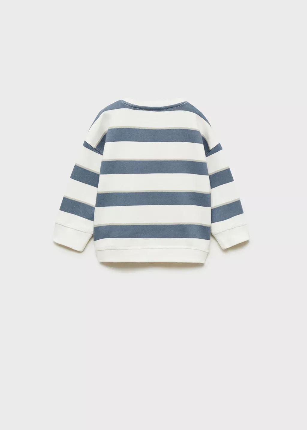 Blue Striped Cotton-Blend Sweatshirt, Baby Boy, , large image number 4