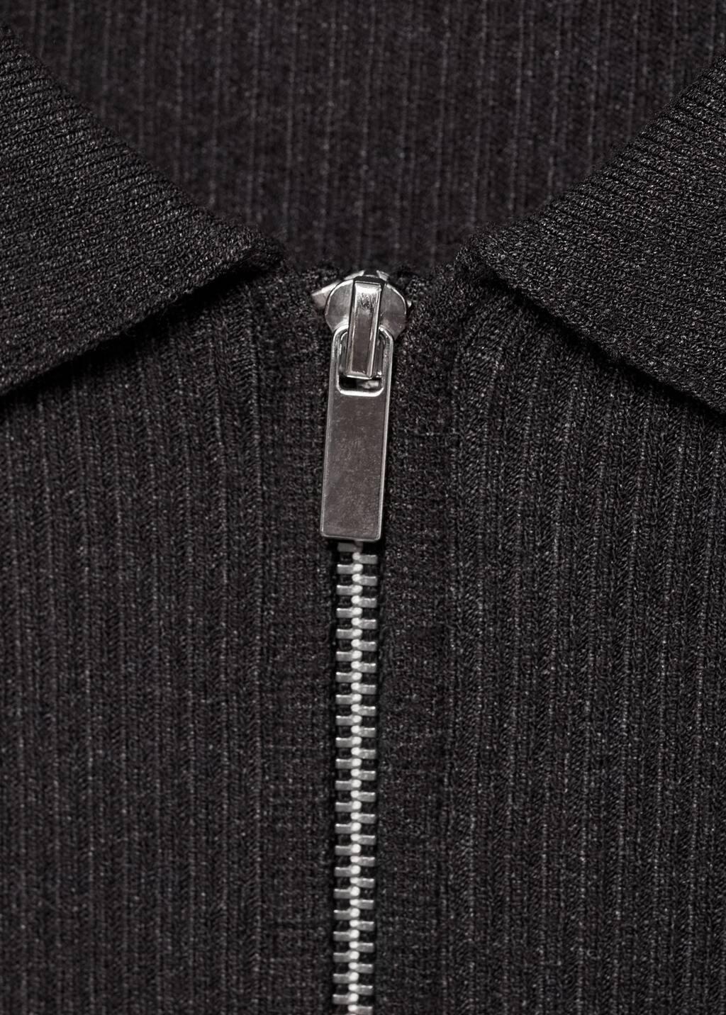Grey Zipped Knit Cardigan, , large image number 2