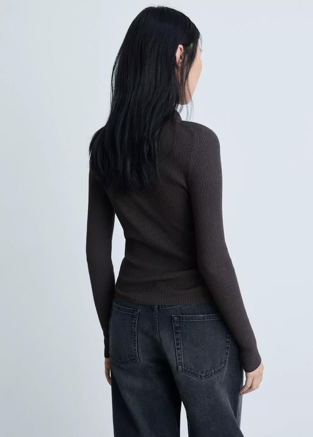 Grey Zipped Knit Cardigan, , large image number 5
