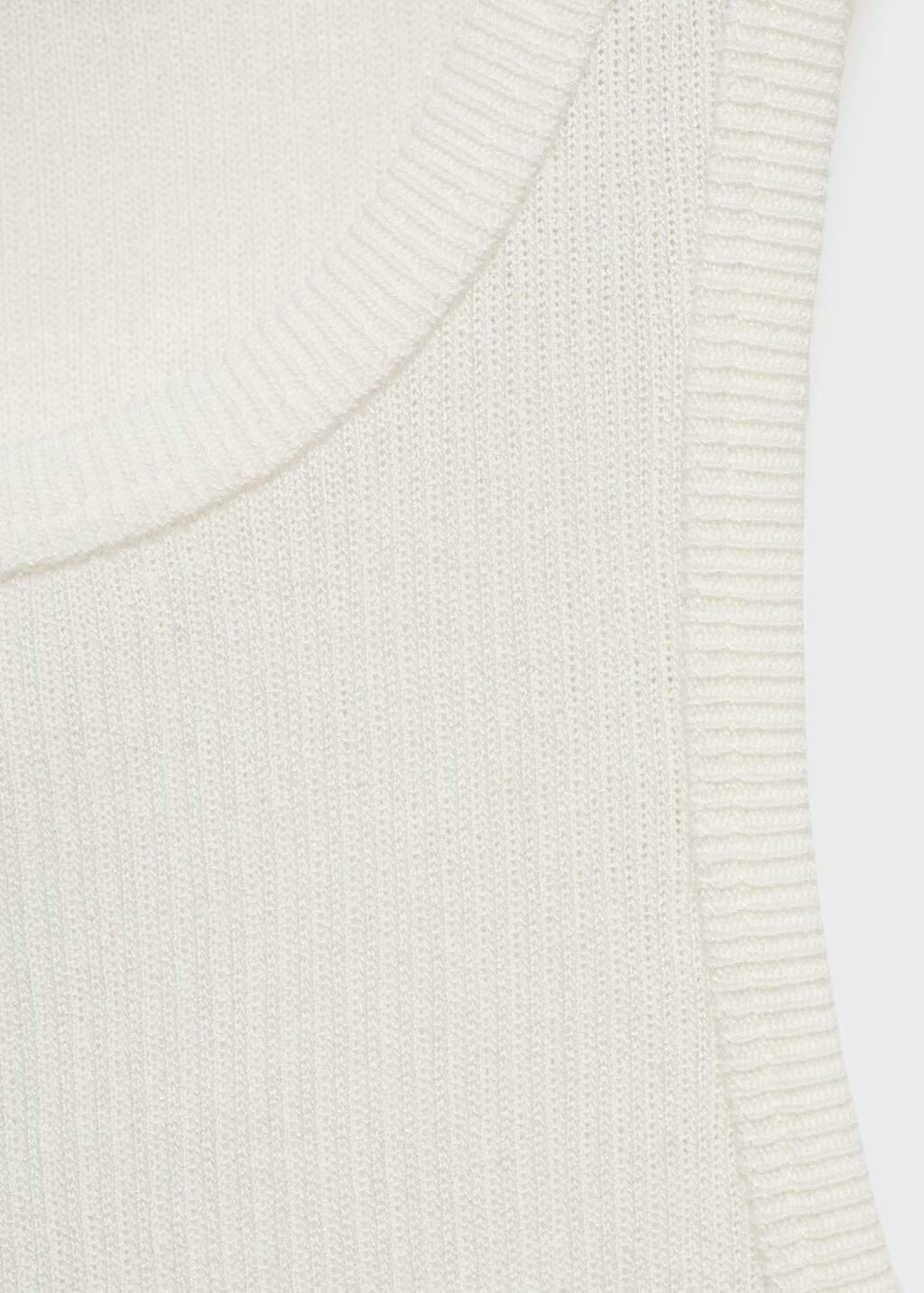 Beige Fine Ribbed Knit Top, , large image number 2