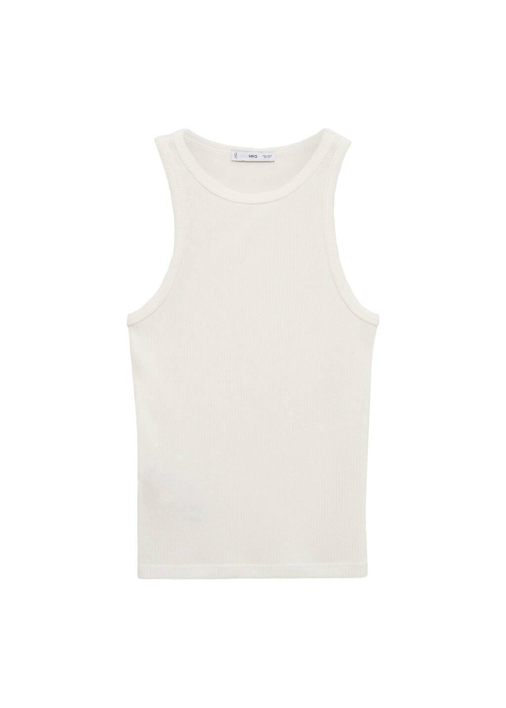 Beige Fine Ribbed Knit Top, , large image number 3