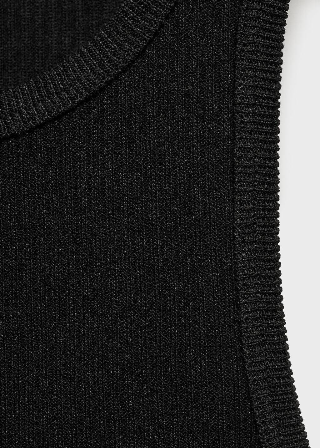 Black Fine Ribbed Knit Top, , large image number 2
