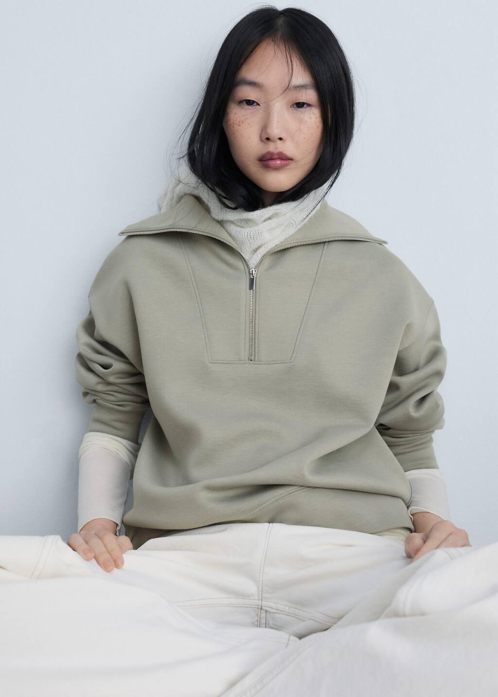 Khaki Relaxed Casual Sweatshirt, , large image number 2