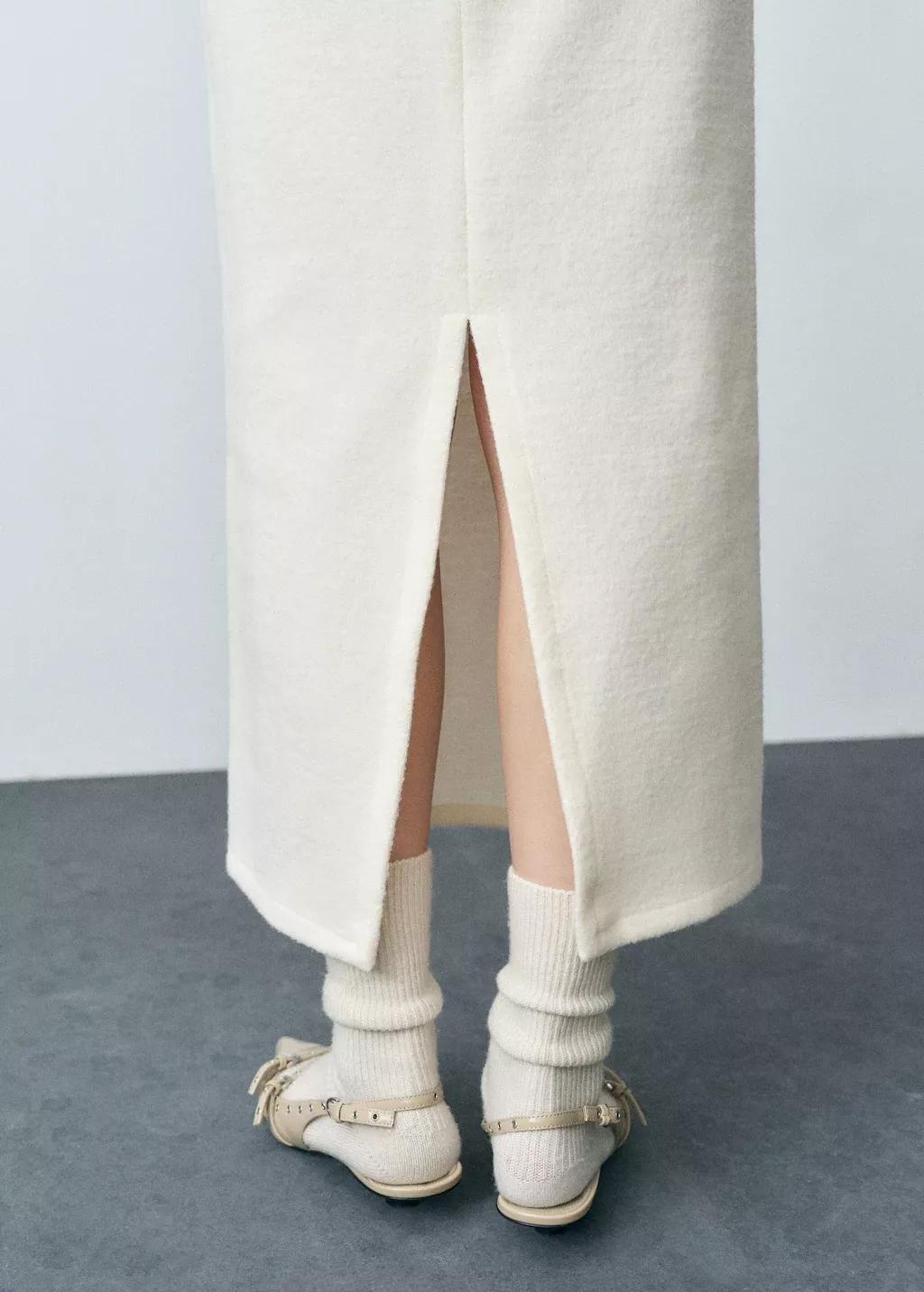 Beige Wool-Blend Midi-Skirt, , large image number 2
