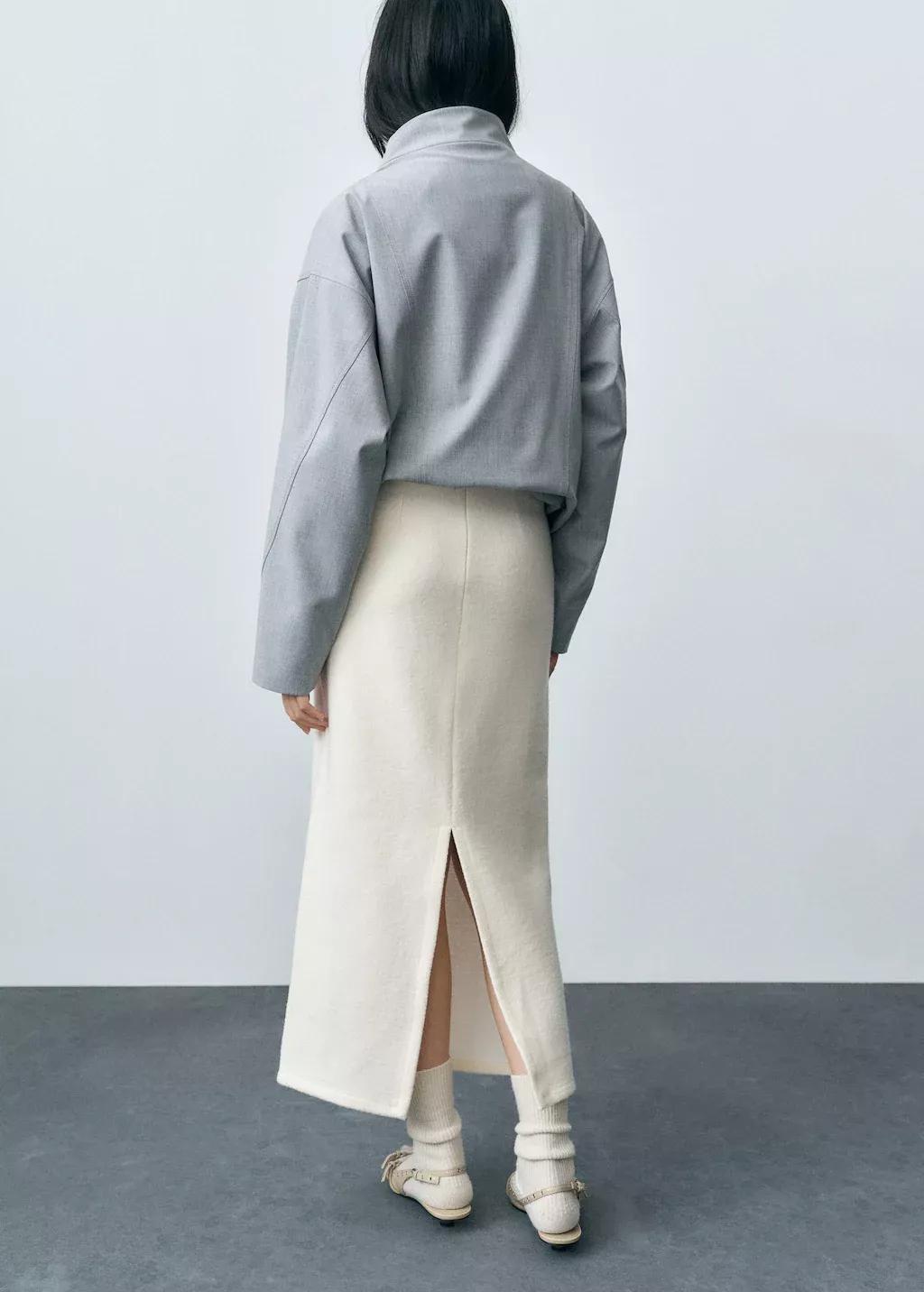 Beige Wool-Blend Midi-Skirt, , large image number 5