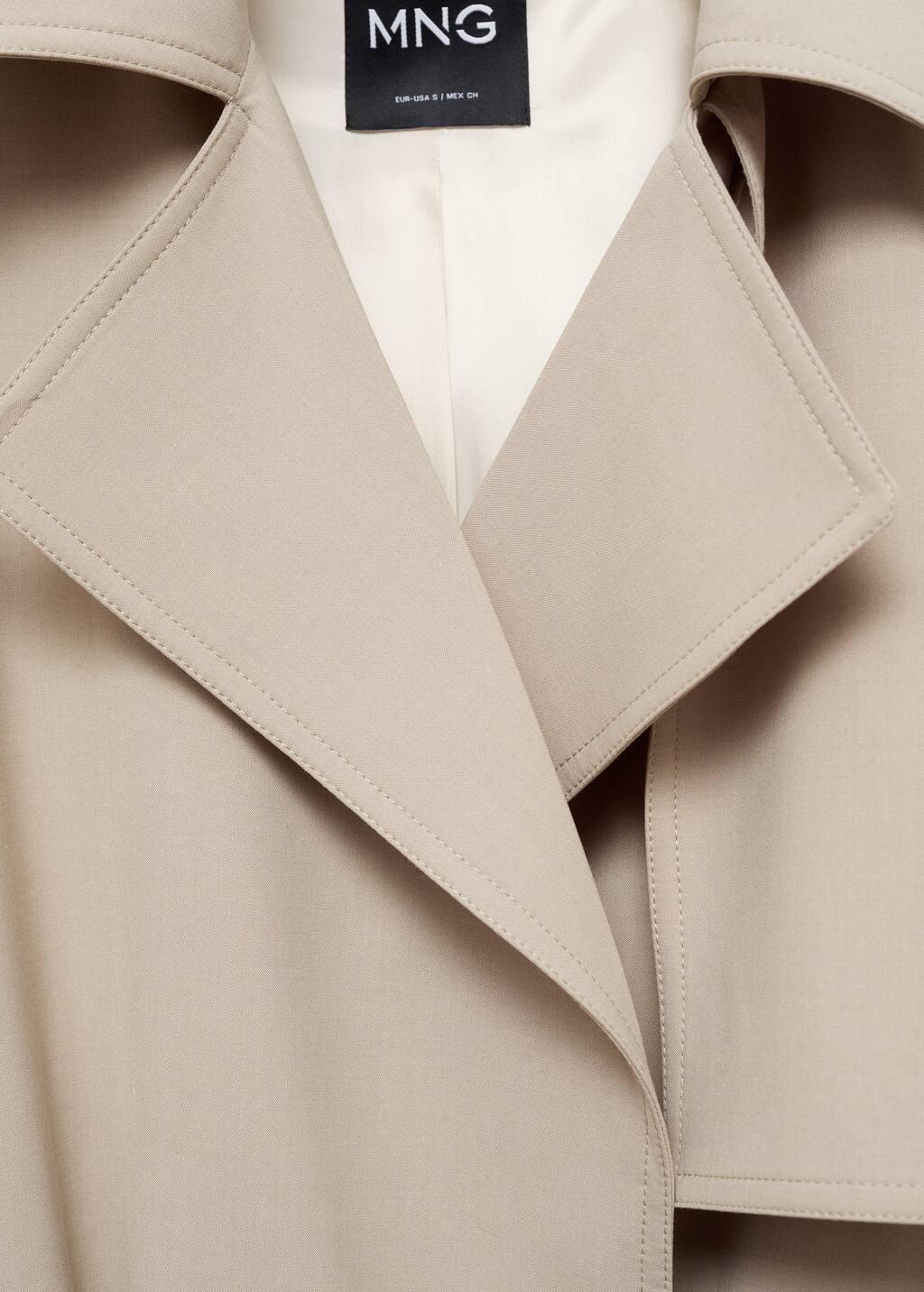 Beige Oversized Trench Coat With Belt, , large image number 5
