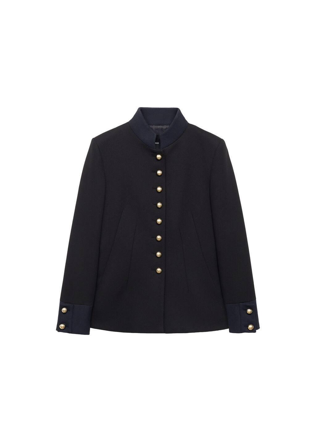 Black Jacket With Jewel-Button Strip Collar, , large image number 3