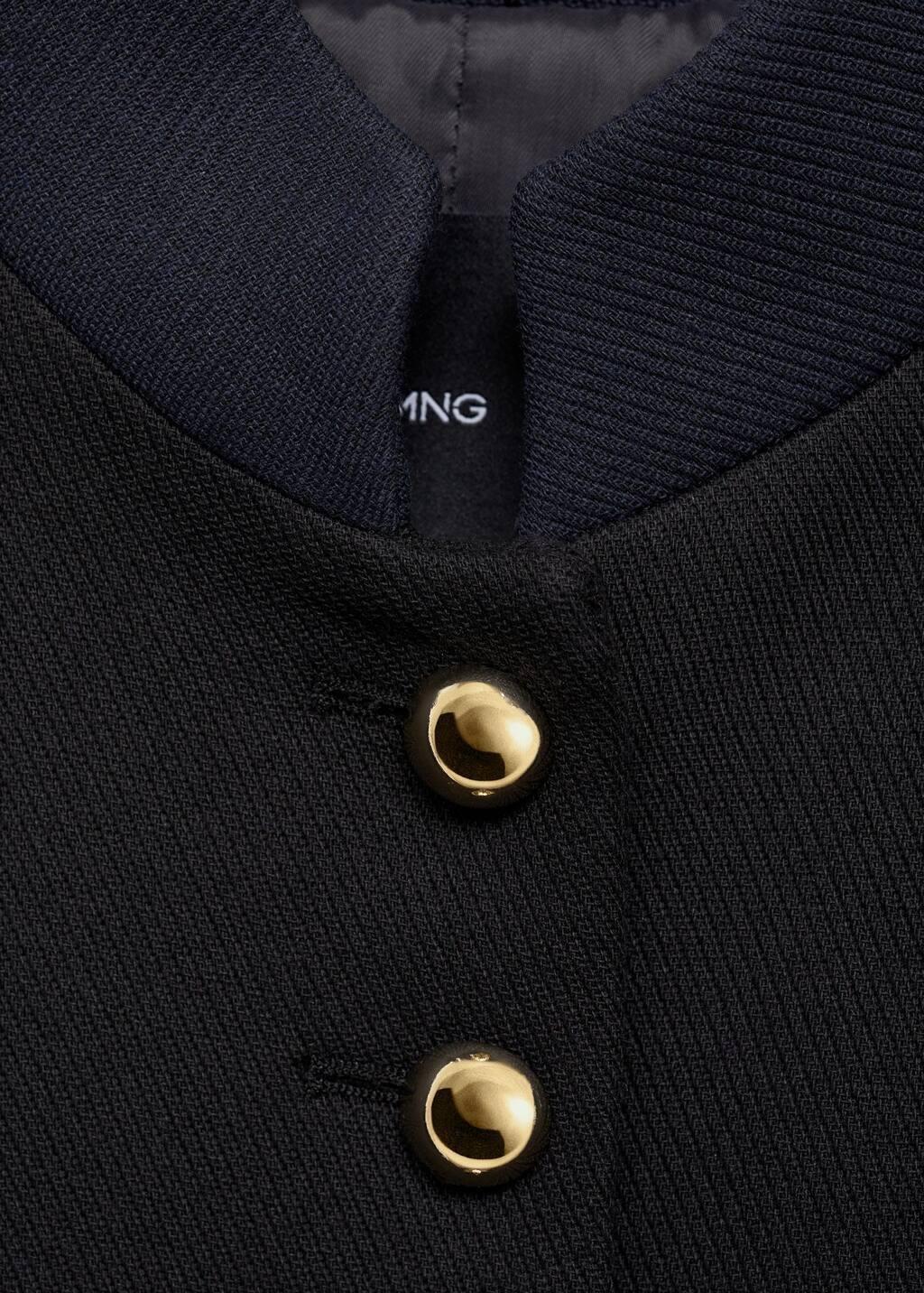 Black Jacket With Jewel-Button Strip Collar, , large image number 5