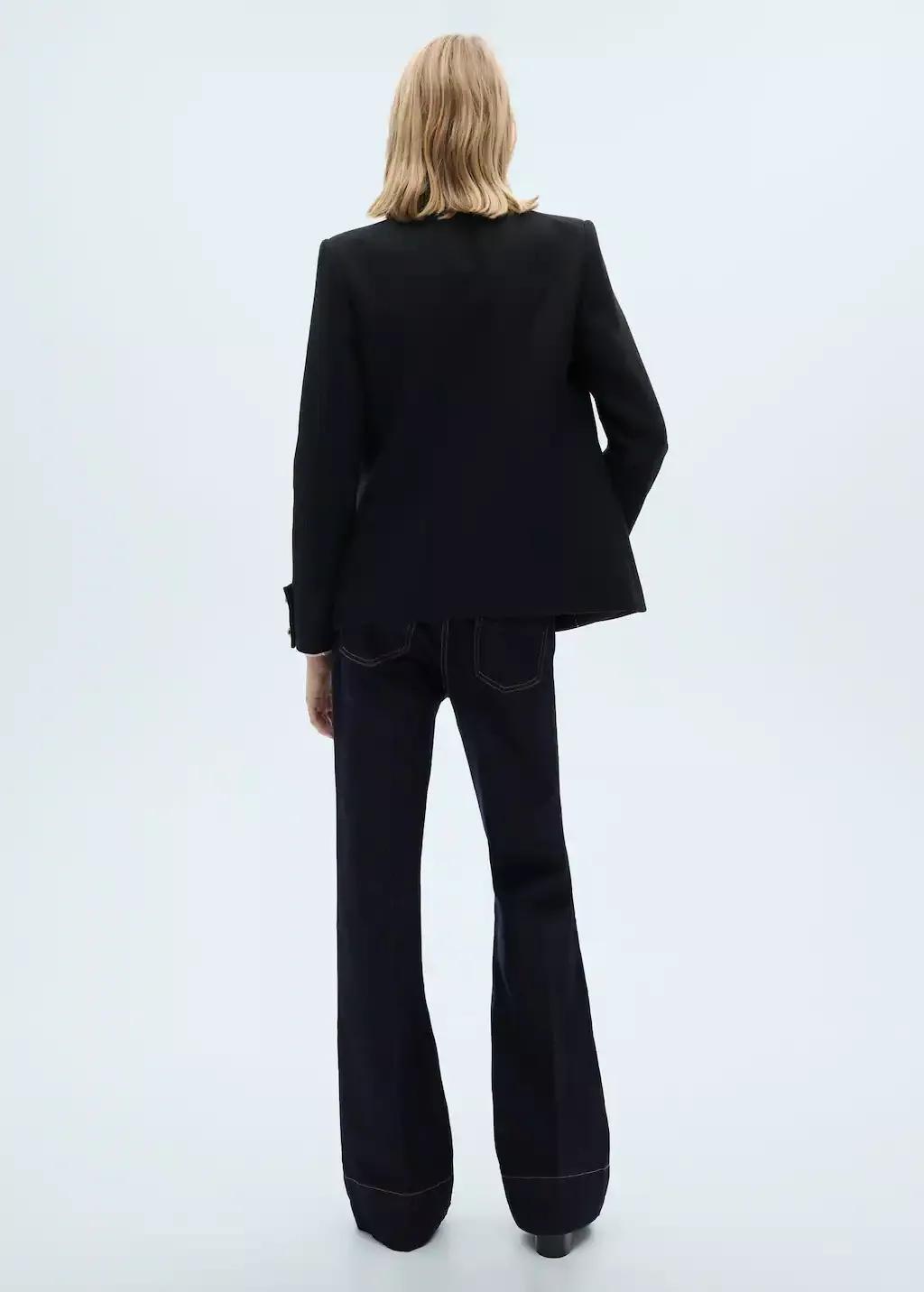 Black Jacket With Jewel-Button Strip Collar, , large image number 6