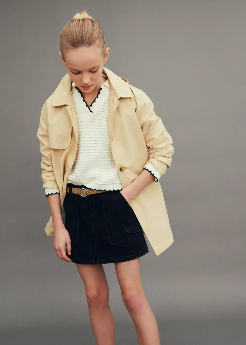 Grey Denim Mini-Skirt, Kids Girl, , large image number 1