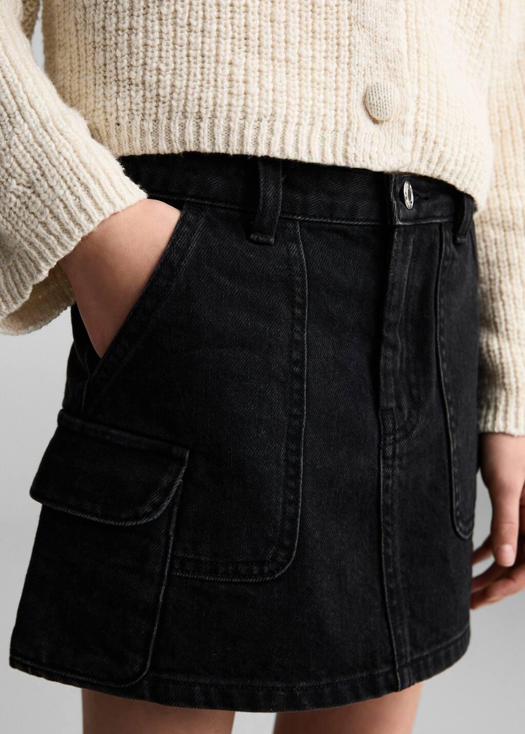 Grey Denim Mini-Skirt, Kids Girl, , large image number 2