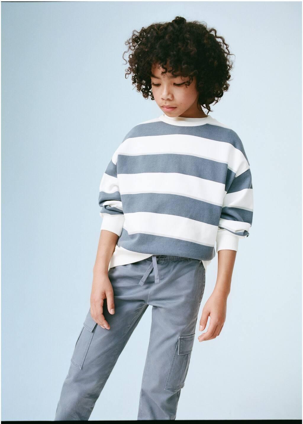 Blue Striped Cotton-Blend Sweatshirt, Kids Boy, Medium Blue, large image number 3