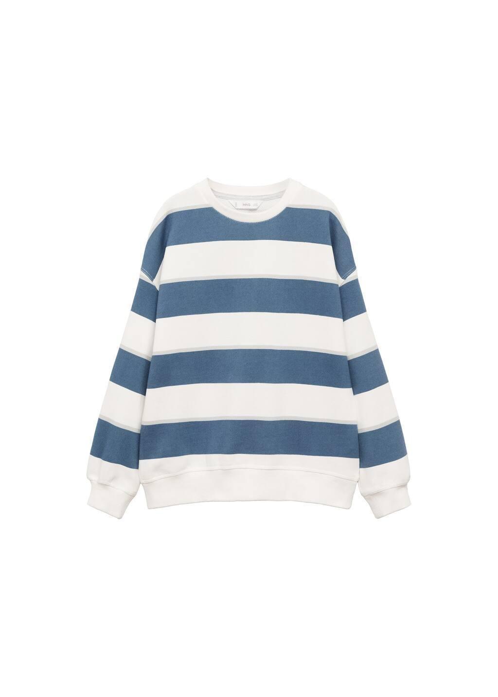Blue Striped Cotton-Blend Sweatshirt, Kids Boy, , large image number 4
