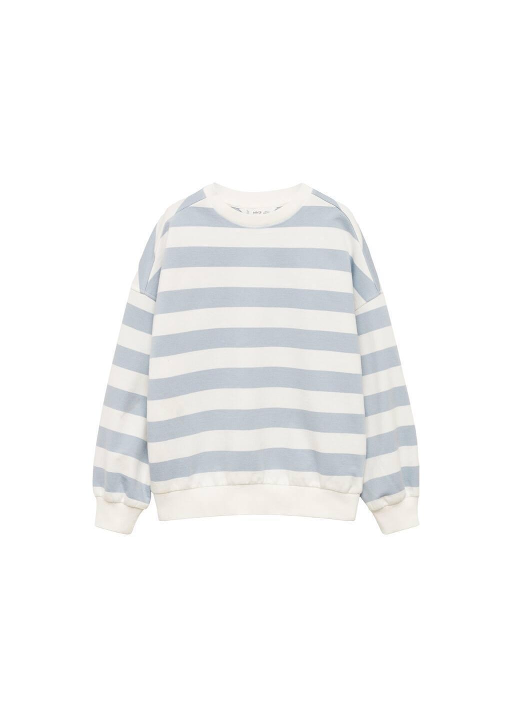 Blue Lt Pastel Striped Cotton-Blend Sweatshirt, Kids Girl, , large image number 3