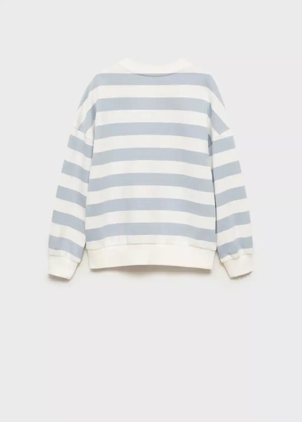 Blue Lt Pastel Striped Cotton-Blend Sweatshirt, Kids Girl, , large image number 4