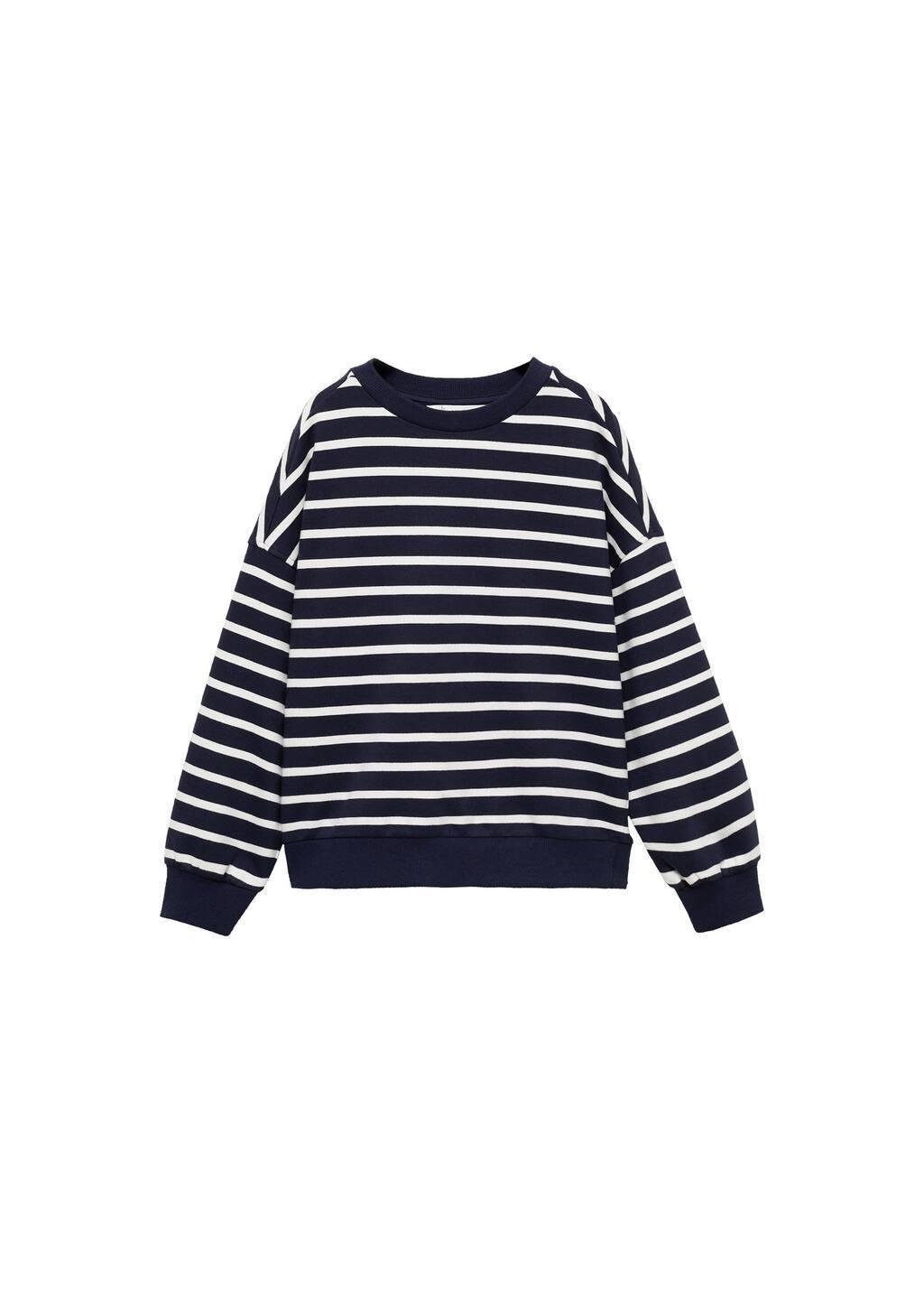 Navy Striped Sweatshirt Knitted Cropped, Kids Girls, , large image number 3