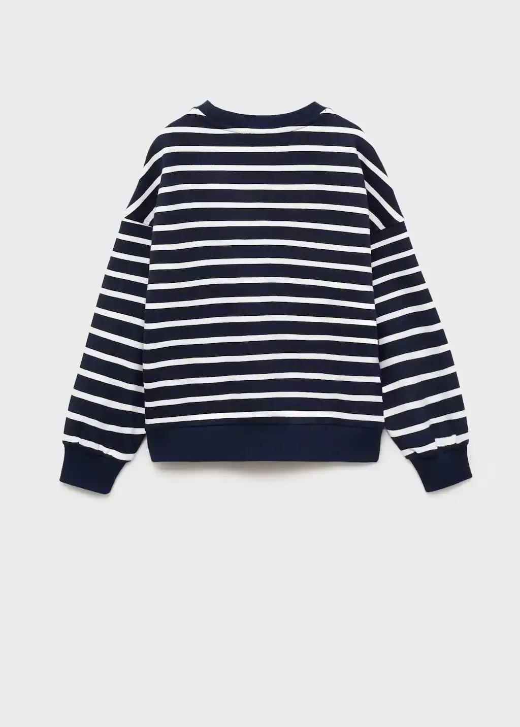 Navy Striped Sweatshirt Knitted Cropped, Kids Girls, , large image number 5
