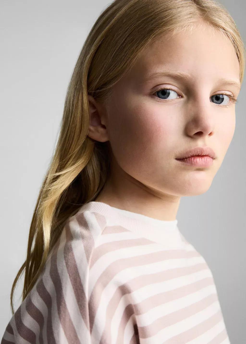 Pink Striped Cotton-Blend Sweatshirt, Kids Girl, , large image number 1