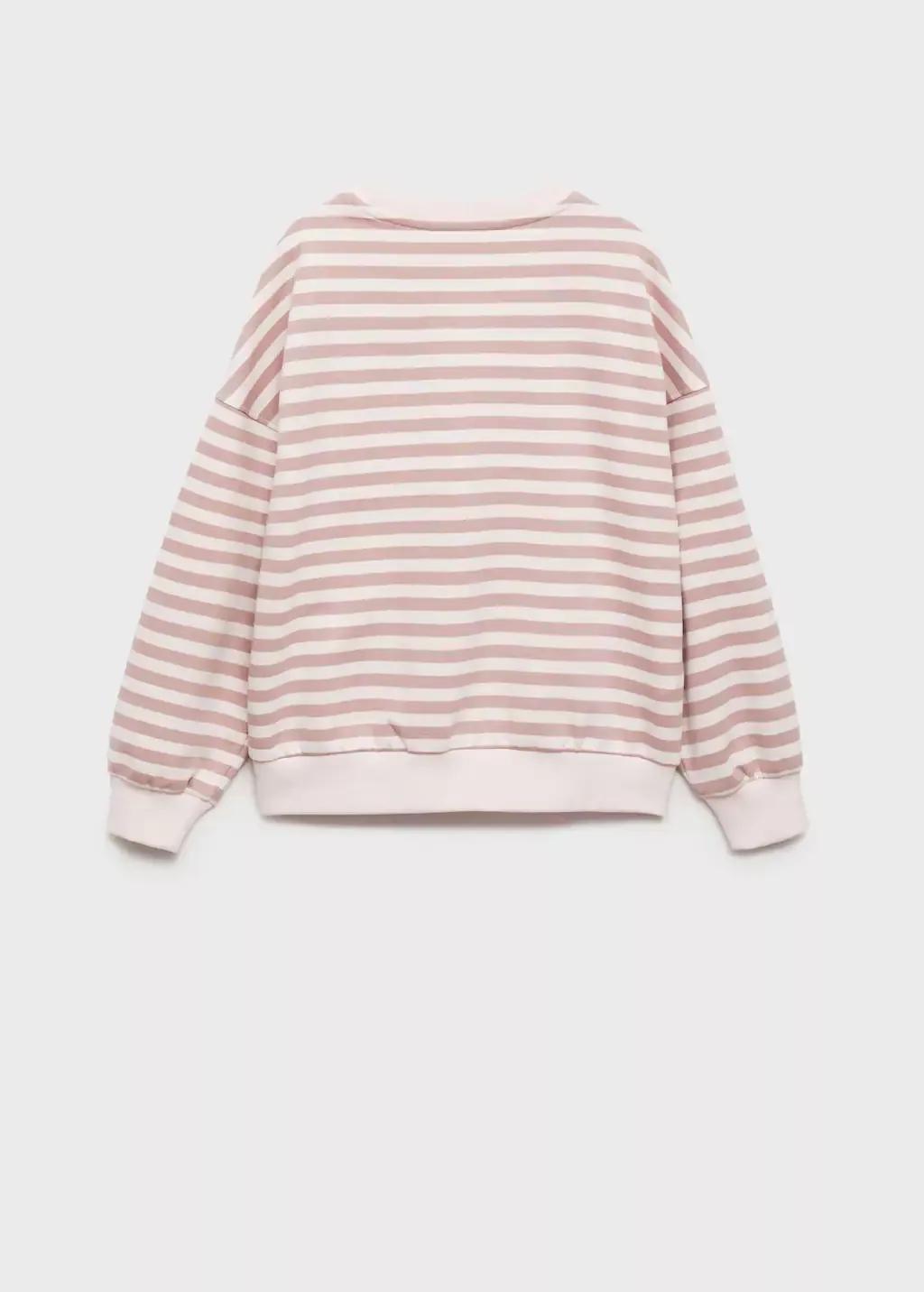 Pink Striped Cotton-Blend Sweatshirt, Kids Girl, , large image number 4