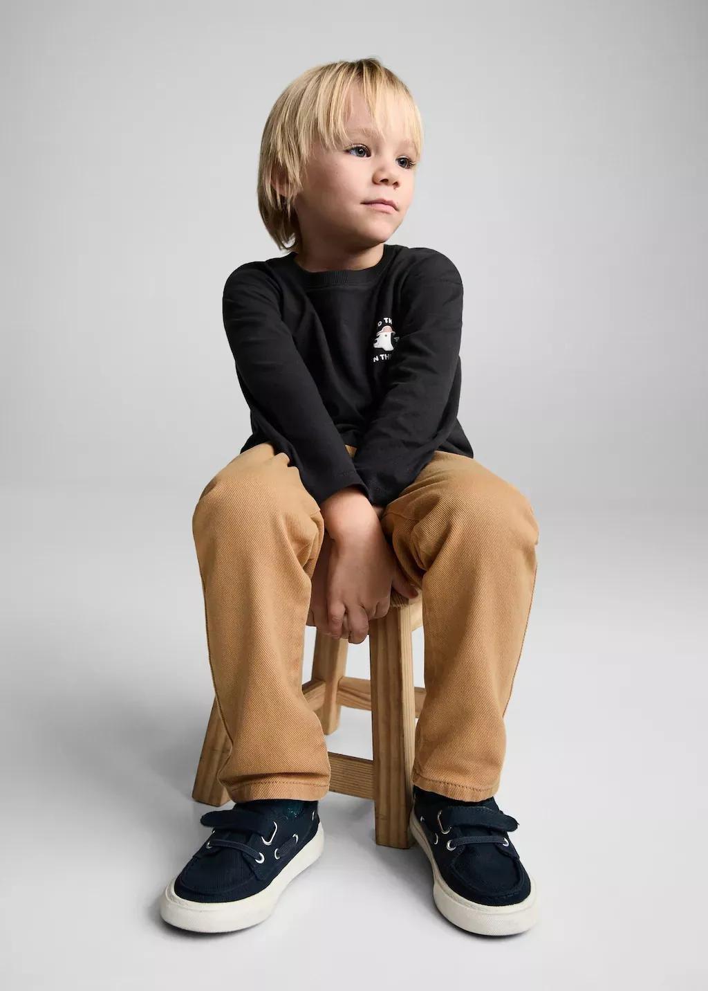 Brown Skinny Cotton Trousers, Baby Boy, , medium