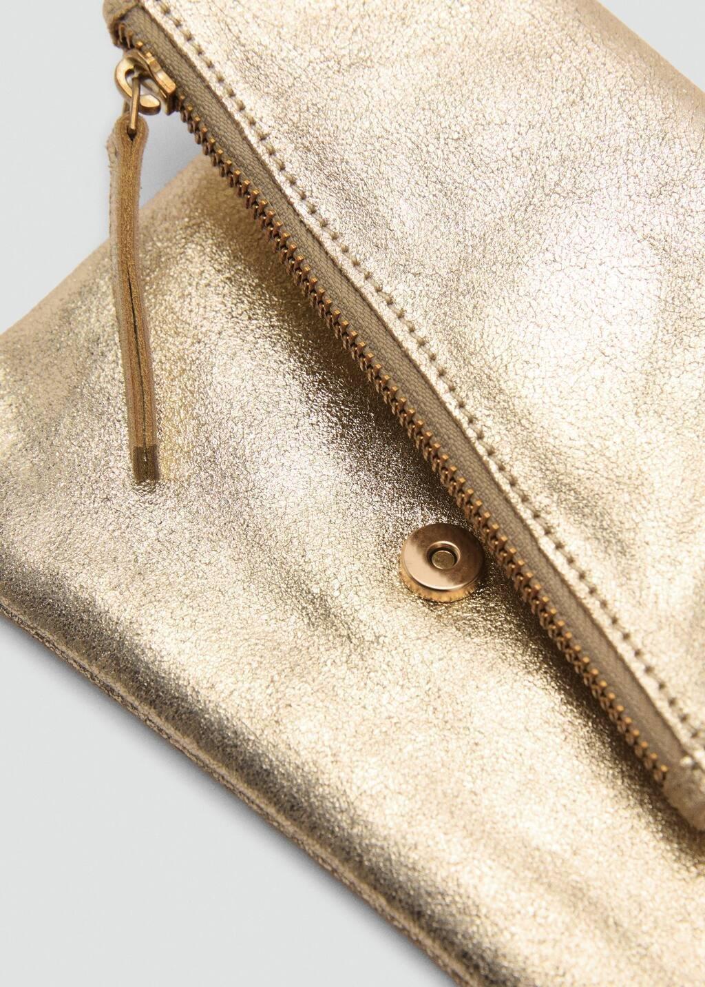 Gold Leather Metallic Bag, Kids Girl, Gold, large image number 1