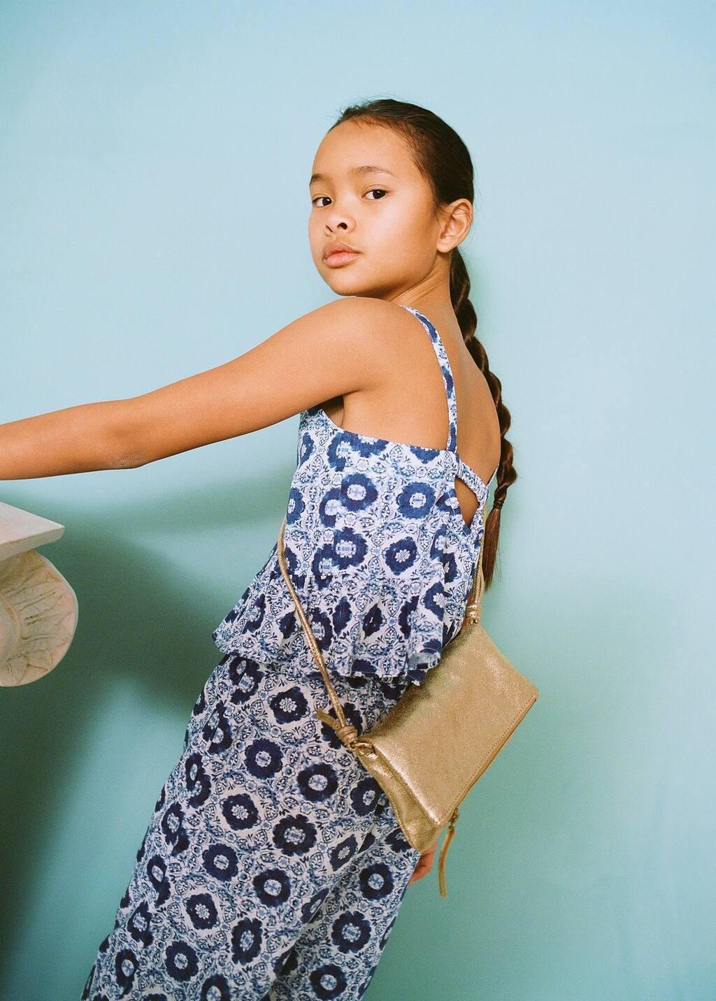 Gold Leather Metallic Bag, Kids Girl, Gold, large image number 5