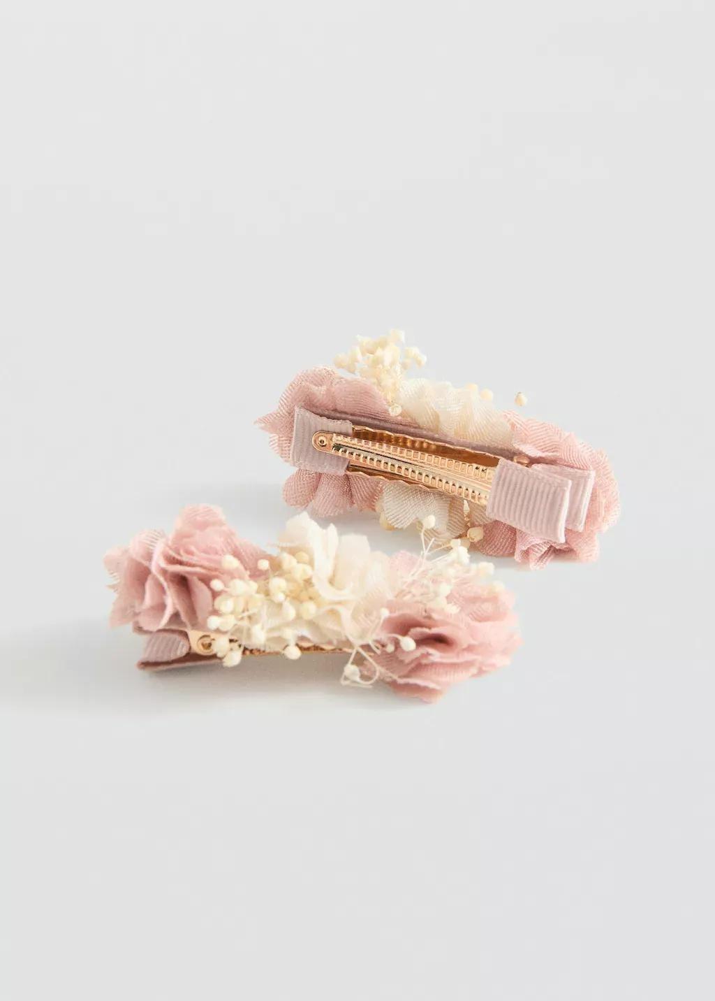 Pink Lt Pastel Pack Of 2 Floral Hair Clips, Baby Girl, Light-Pastel Pink, large image number 0