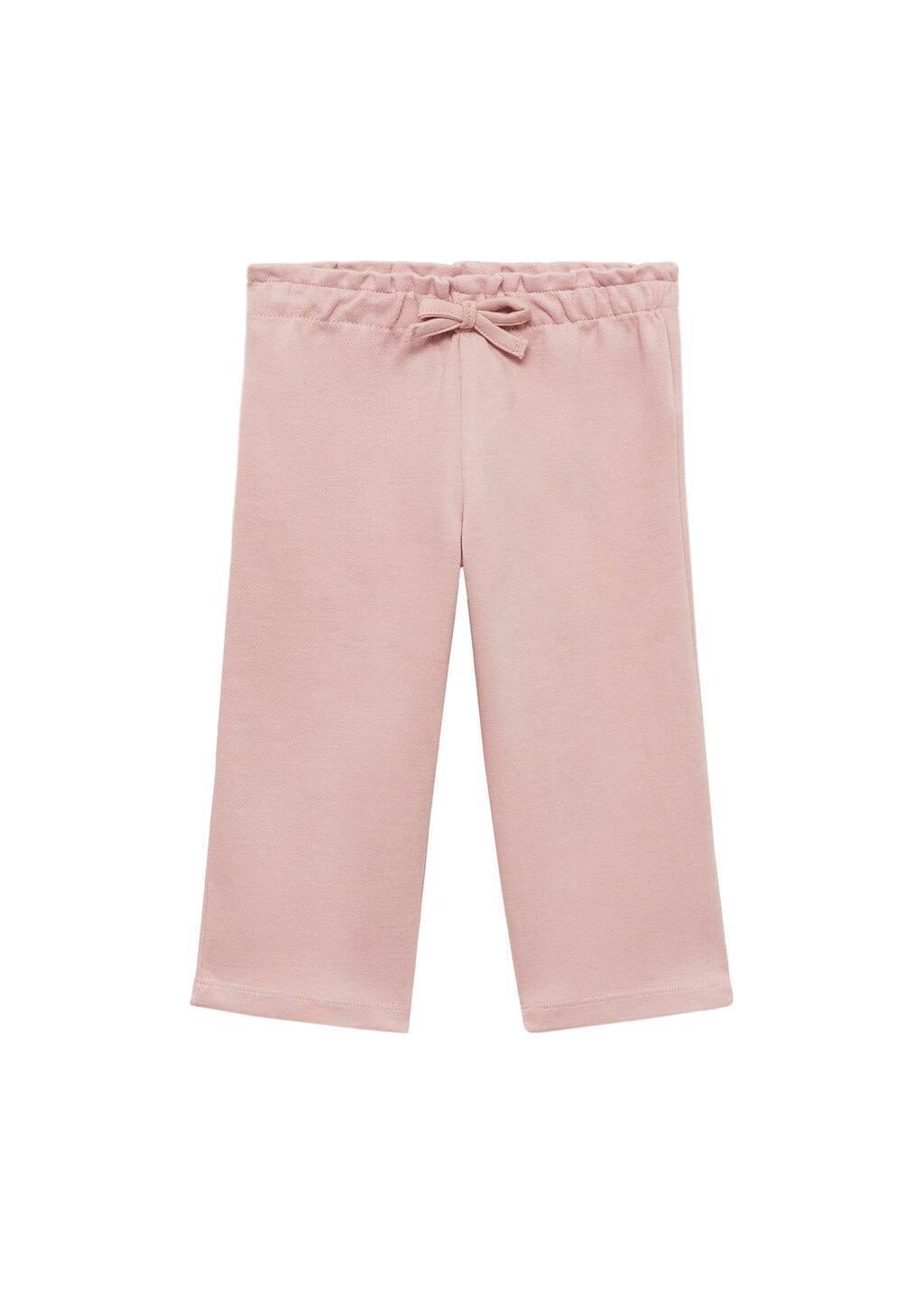 Pink Cotton Pants With Adjustable Drawstring, Baby Girl, , large image number 0